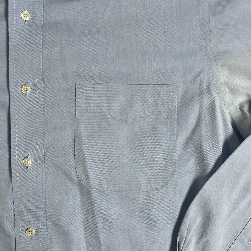 Brooks Brothers Non-Iron Cotton Dress Shirt Blue Solid Point Collar 15.5 34/35 - Picture 4 of 9